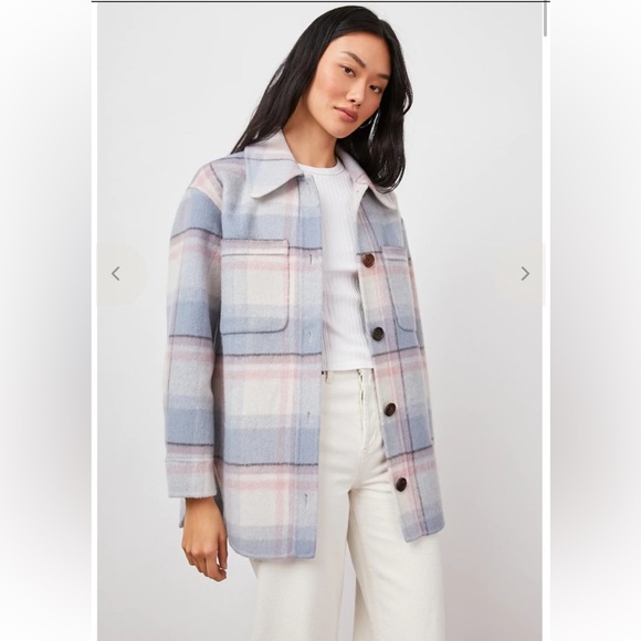 Rails Jackets & Blazers - Rails Junean Pastel Plaid Connie Pea Coat in Blue and Pink